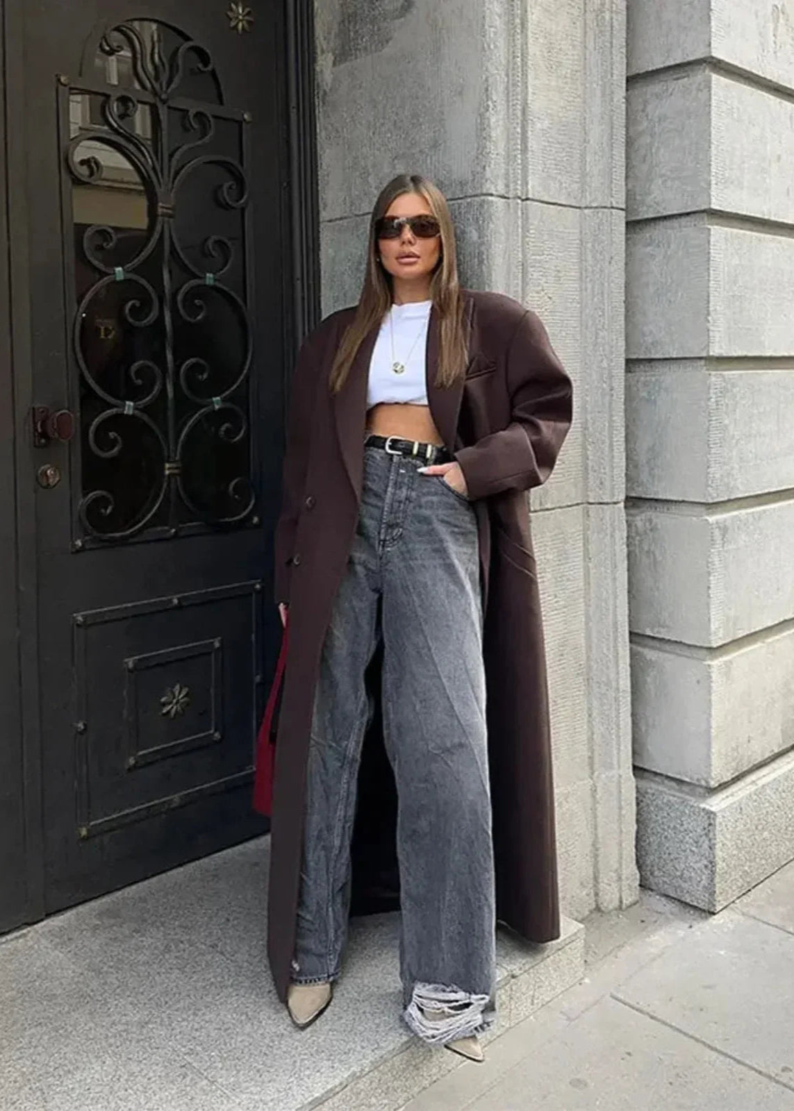 le trench-coat en laine oversize à double boutonnage